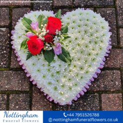 White Heart with Mauve Ribbon