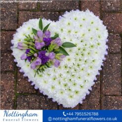 White Heart with Mauve Ribbon