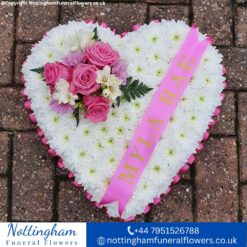 White Heart with Pink Ribbon