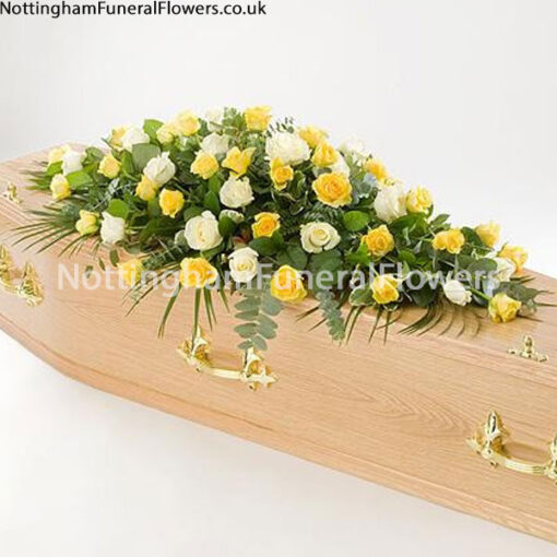 Yellow Cream Roses Casket Spray Double Ended