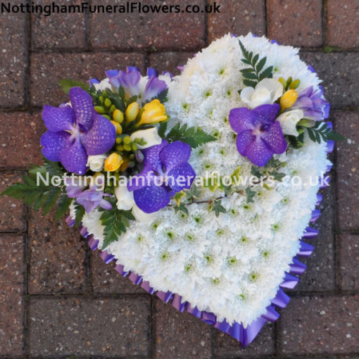 Heart White with Purple Ribbon