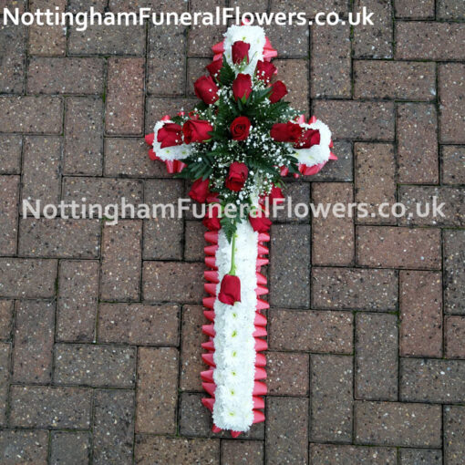 White Cross Red Rose Funeral Tribute - Image 2